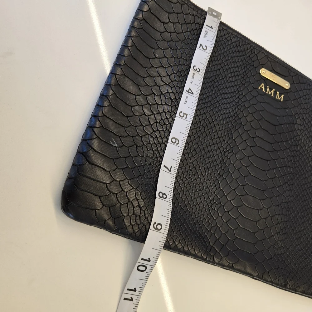 GiGi New York Black Python-Embossed Leather Clutch‎ Black